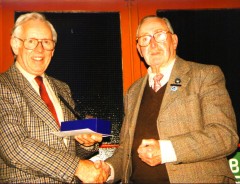 CHS President         John Bridgland (right) congratulating Dr Hugh Carling 