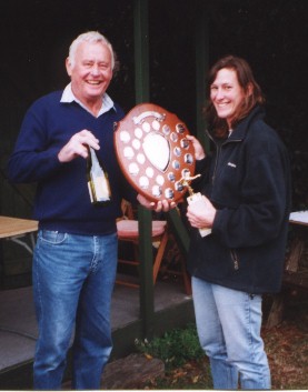 Playing Boule at Limesdowne Petanque Club, Catisfield.... doubles winners Reg Ifield, Olwen Binks 